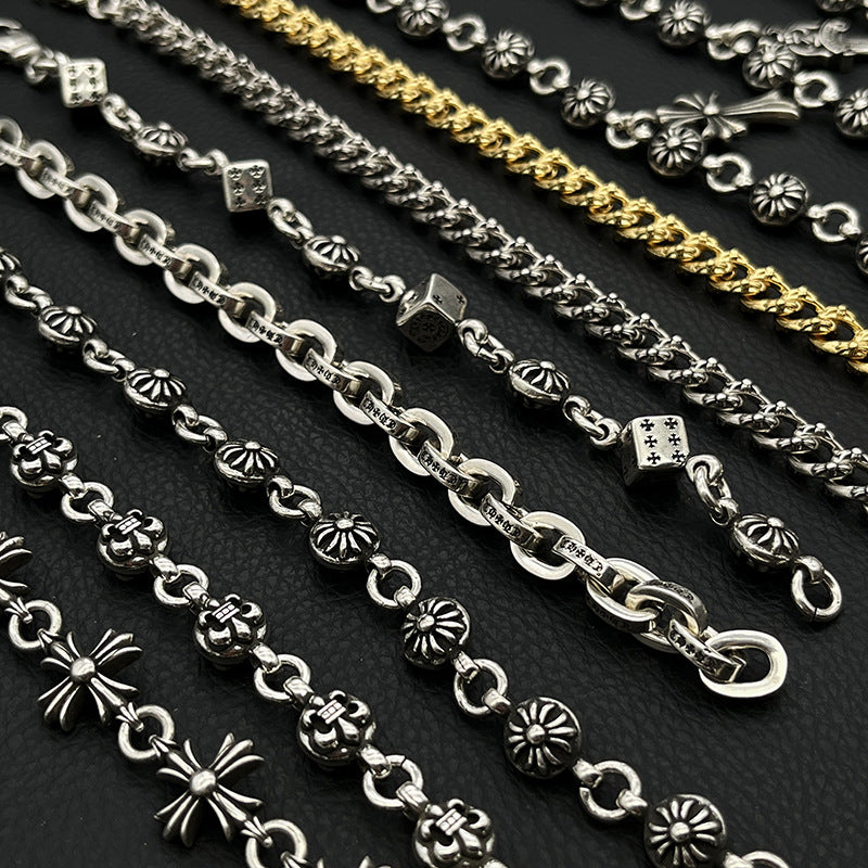 Vintage Sword Letter Cross Flower Dice Scout Flower Ball Full Flower Bracelet